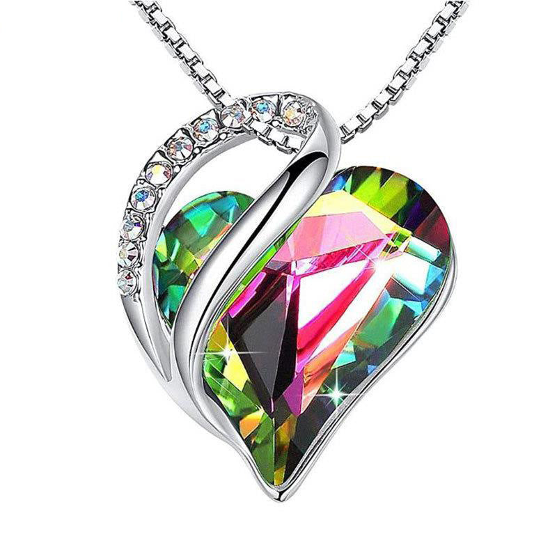 925 Sliver Heart Shaped Geometric Necklace Jewelry Women's Clavicle Chain Valentine's Mothers Day Gift