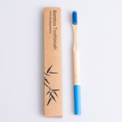 Round Bamboo Toothbrush with Natural Bamboo Handle