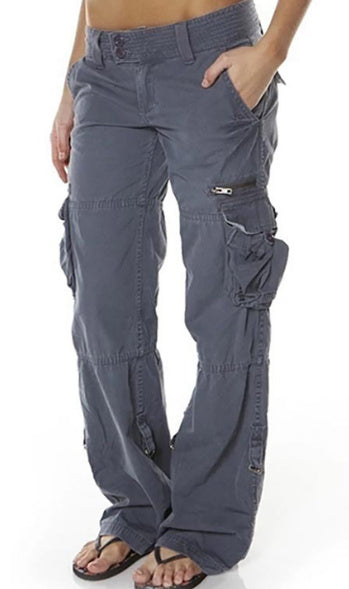 Women's Multi Pocket Casual Loose Straight Cargo Pants