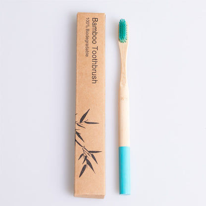 Round Bamboo Toothbrush with Natural Bamboo Handle