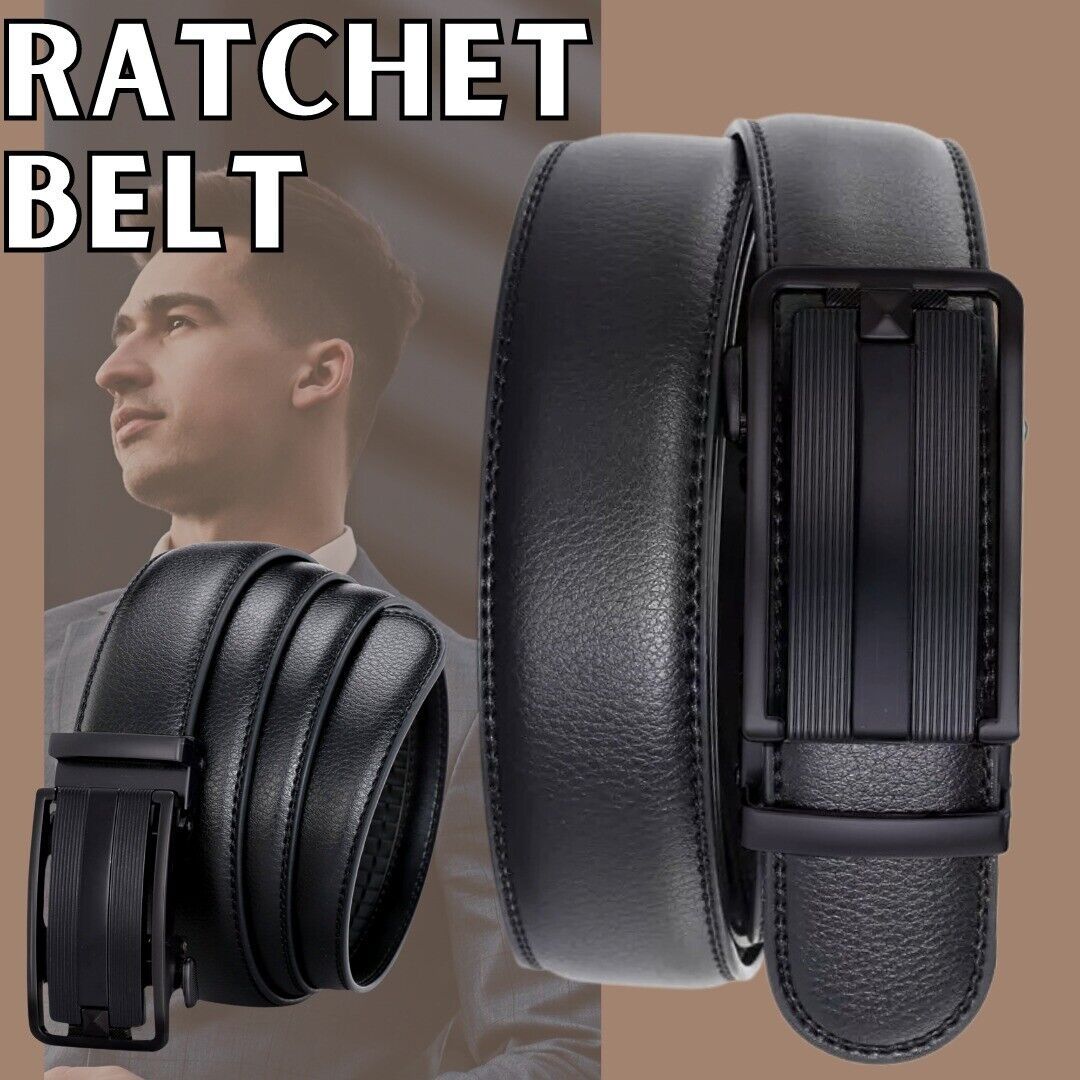 Microfiber Leather Mens Ratchet Belt Belts For Men Adjustable Automatic Buckle