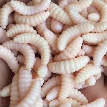 50pcs artificial soft maggot grub fishing lure bait