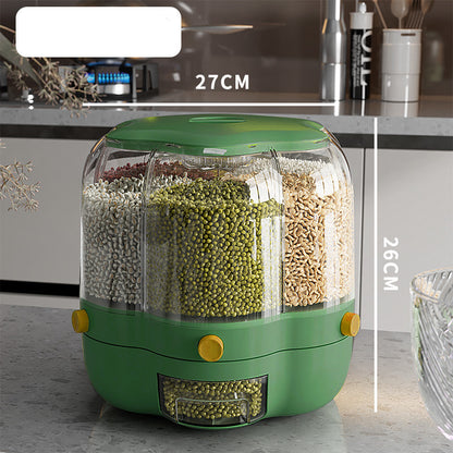 Large Food Storage Container 360 Rotating Rice Barrels Sealed Cereal Dispenser Rice Tank Grain Box Kitchen Storage Container