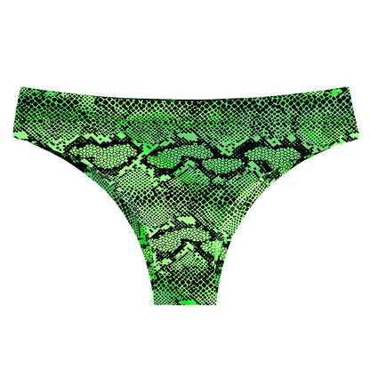 Printed Ice Silk Seamless Underwear For Women With Low Waist