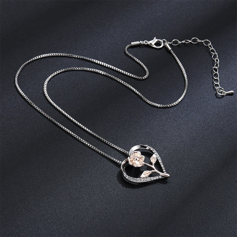 Collier en zircone et argent rose pour kvinnor