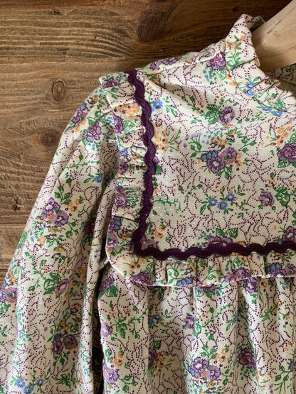 Robe barboteuse violette à fleurs pour bébé fille