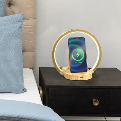 Night Lights Lamp Bluetooth Speaker Table Light With 10W Wireless Charger USB Port Phone Holder With Dynamic Color