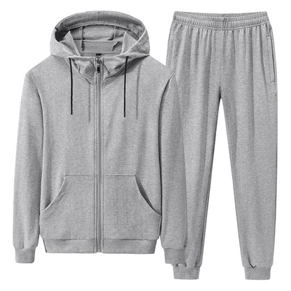 New Men's Pure Cotton Casual Sports Solid Color Suit