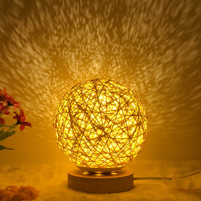 Amazon Hot säljning Creative linn Bordlampa Novel och Unik LED intelligent USB7 färg RGB16 färg fjärrkontroll Rattan Balla Lampa