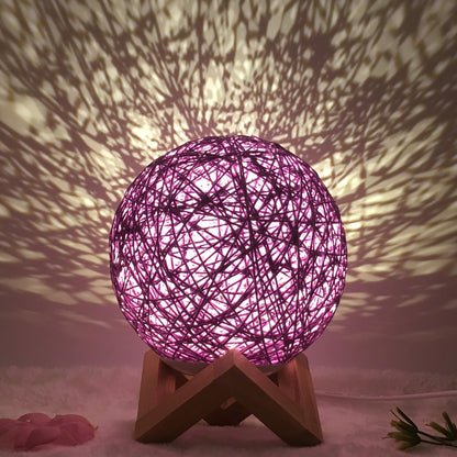 Amazon Hot säljning Creative linn Bordlampa Novel och Unik LED intelligent USB7 färg RGB16 färg fjärrkontroll Rattan Balla Lampa