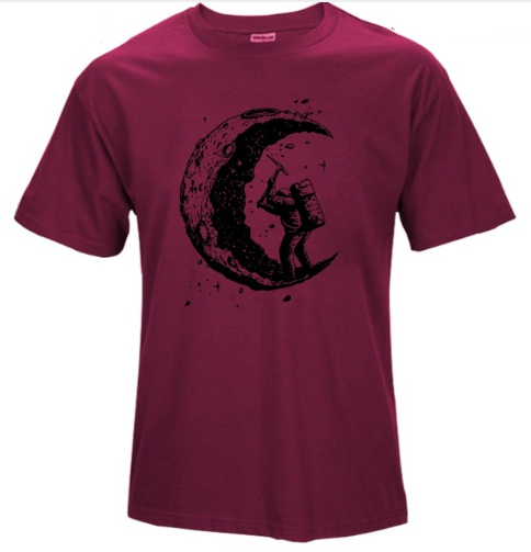 Digging The Moon Print Casual Herr O-ringade T-shirts Mode Herrtröjor Herr T-shirt Kortärmad Herr T-shirt 