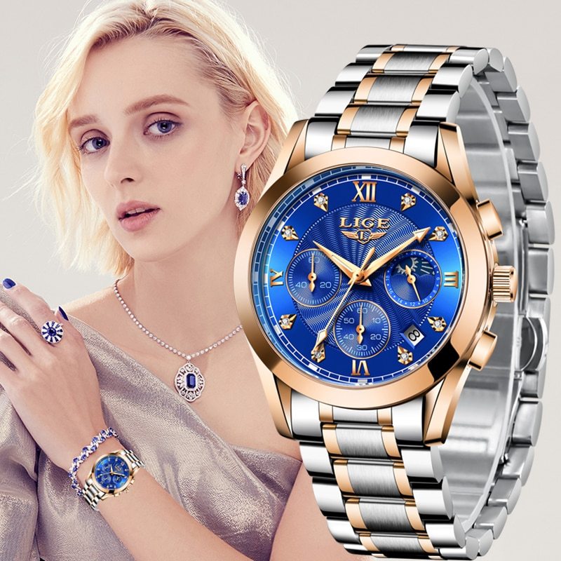 Stainless steel waterproof watch