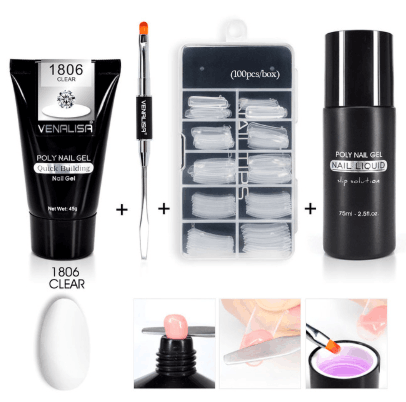 Venalisa Poly Gel à ongles Kit ongles Fesign constructeur Gel à ongles acrylique Transparent cristal Coumuflage ensemble ongles étendre gelée Gel vernis