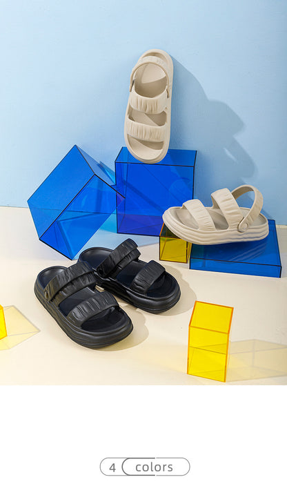 Qingchen Retro Folded Two Wears Bathroom Bathing Home Summer Anti Slip Slippers