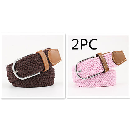 Women's Canvas Student Casual Stretch Braided Needle Buckle Belt - Youthful Confidence
