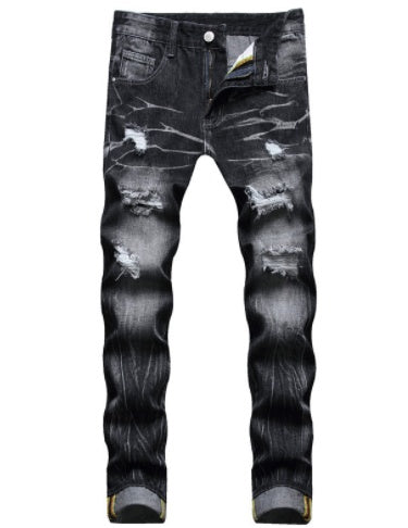 Män Vintage Distressed Denim Jeans Byxor