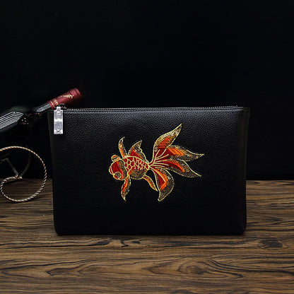 Bee Embroidered Men's Handheld Envelope Bag