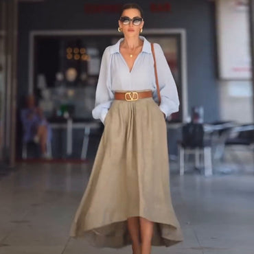 Professional Split High Waist Elastic Long Holiday Skirt - Premium Fabric (Comfortable Fit, Elegant Split Design)