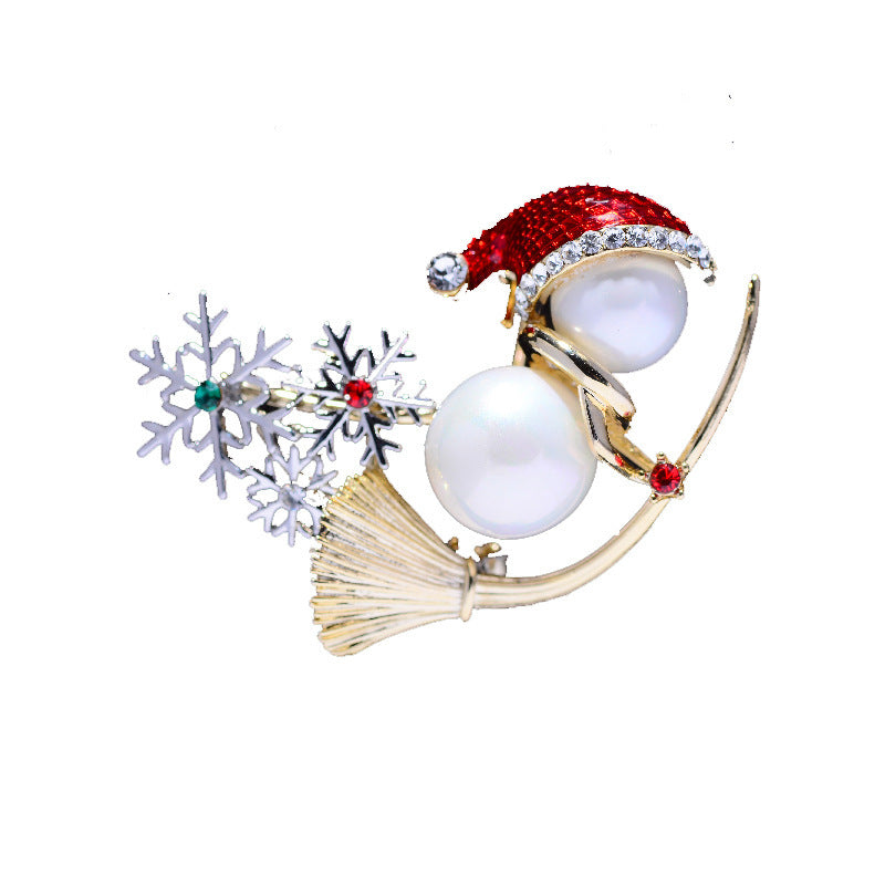 Christmas Little Snowman Söt brosch Fashion Creative Pearl Emalj