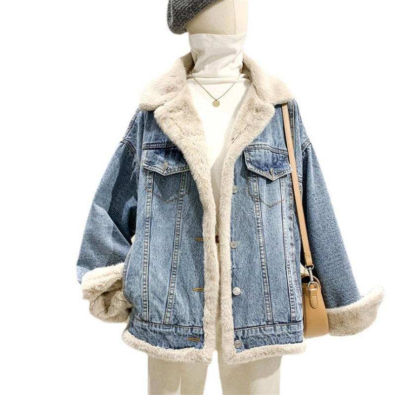 Veste en jean double face à simple boutonnage style BF