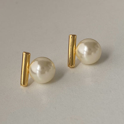 Women's Metal Pearl Stud Earrings