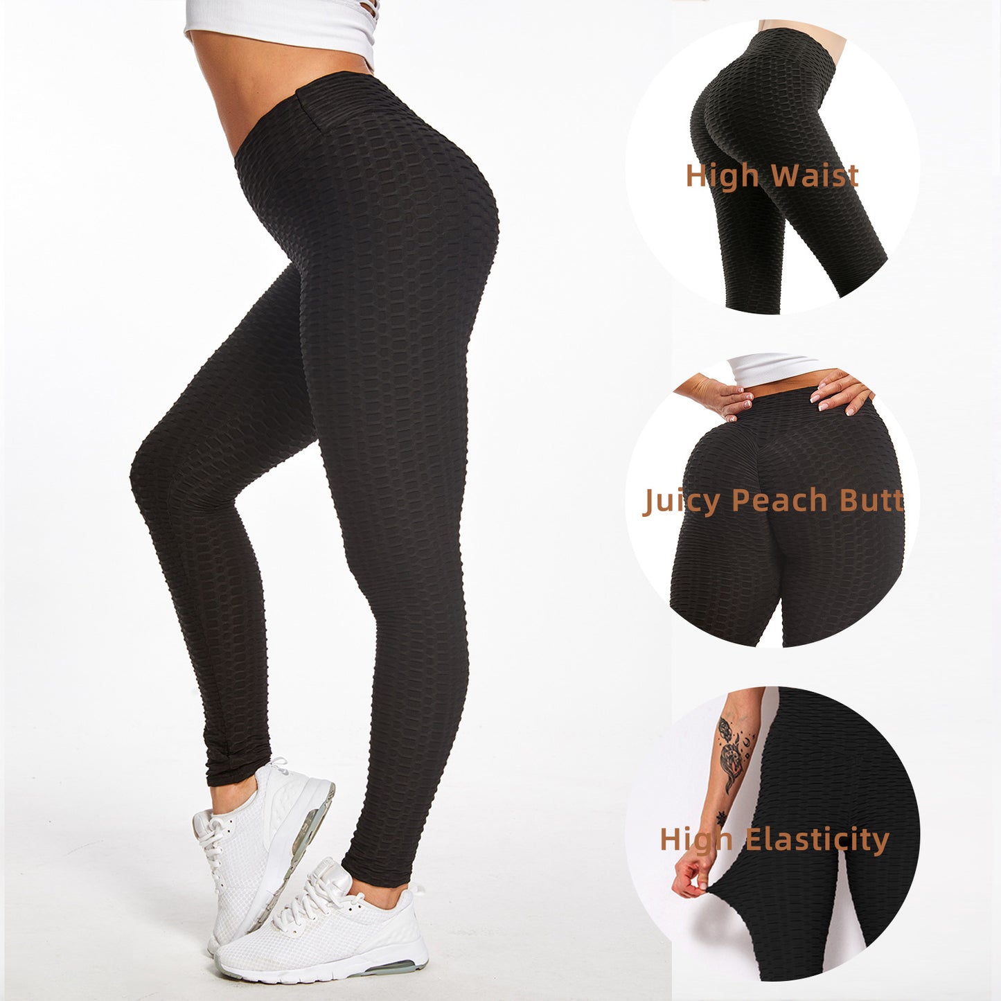 Dam TIK Tok Leggings Bubble Textured Leggings Butt Lifting Yoga Byxor Svart Amazon Banned