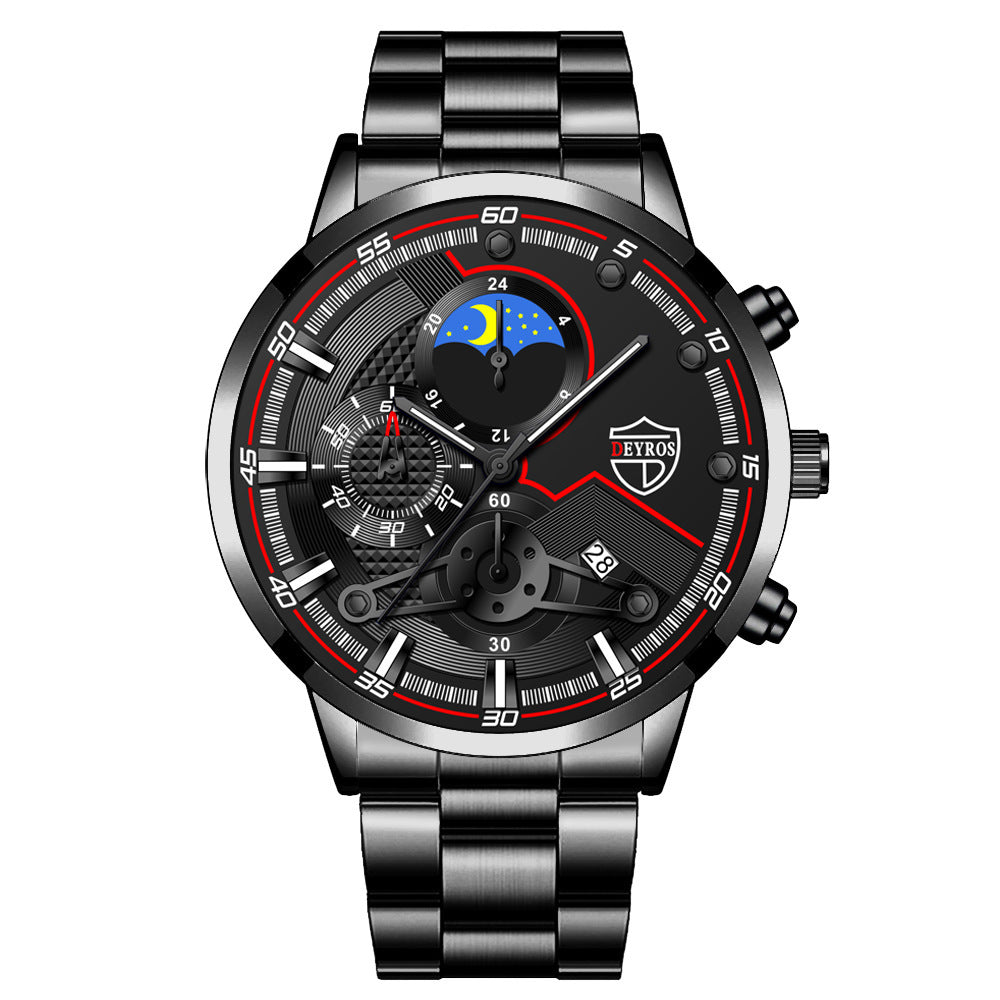 Mode Herr Kalender Armbandsur Affärs Quartz Klocka Studentklocka