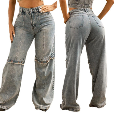 Y2K Baggy Wide Leg Jeans - Vintage Streetwear Washed Denim