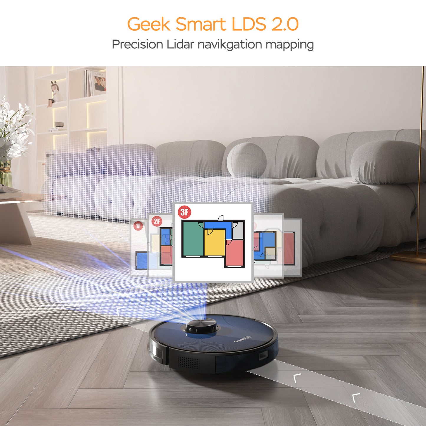 Geek Smart L7 Robot Vacuum Cleaner And Mop, LDS Navigation, Wi-Fi Connected APP, Selective Room Cleaning,MAX 2700 PA Suction, Ideal For Pets And Larger Home Banned