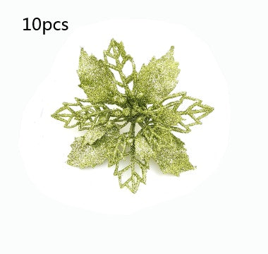 Glitter Artifical Christmas Flowers Christmas Tree Decorations For Home Fake Flowers Xmas Ornaments New Year Decor