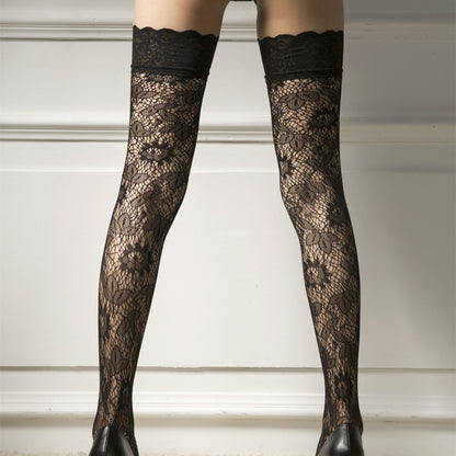 Long Tube Lace Jacquard Fishnet Stockings Summer Lace Thigh Socks