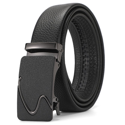 Men's Genuine Leather Automatic Pure Leather Belt - Authentic Confidence