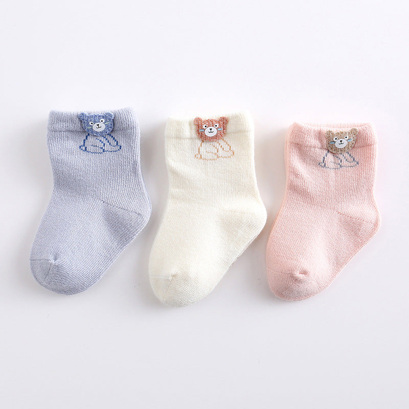 Accessoires de dessin animé, chaussettes pour bébé, chaussettes en coton désossées pour bébé