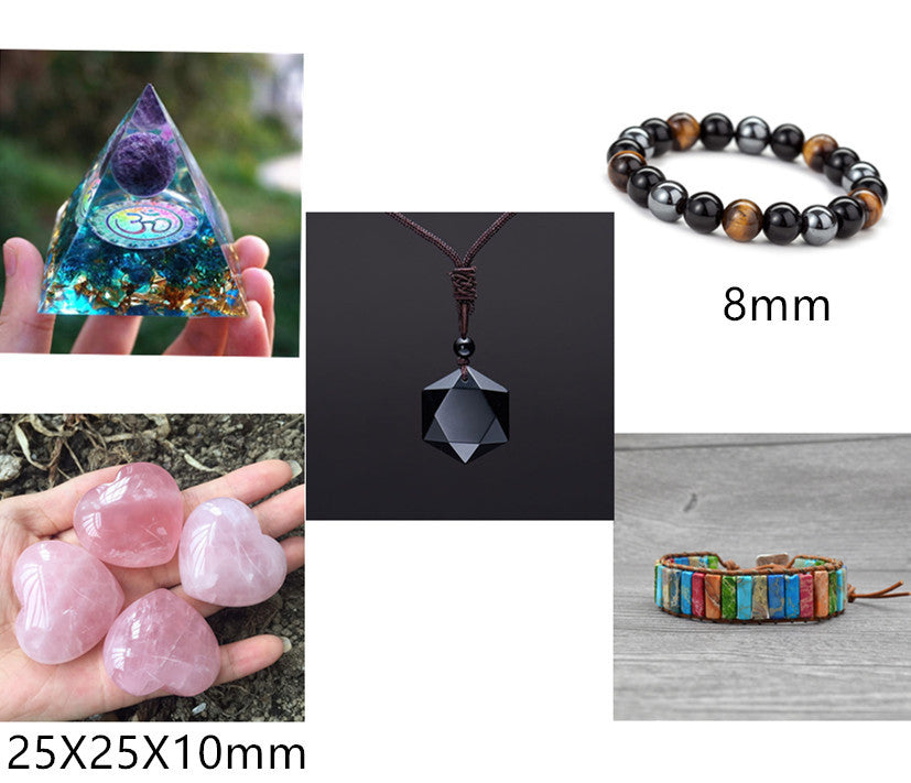 Natural Obsidian pendants, six star necklace, sweater chain, pendulum energy stone necklace, men and women clavicle chain