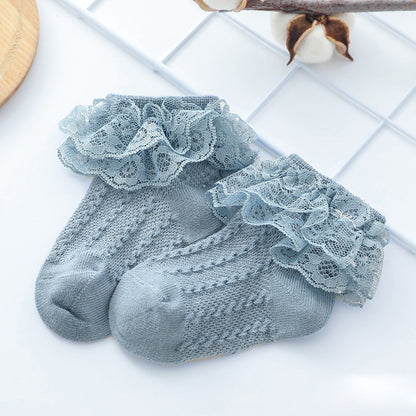 Baby Lace Socks Double Lace Princess Socks Baby Cotton Socks Dance Socks