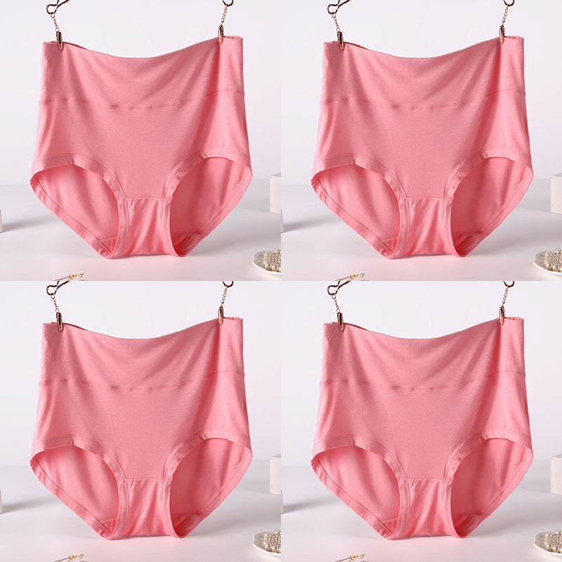 Women Underwear Soft Viscose Solid Color High Waist Panties 4pcs A Lot