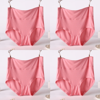 Women Underwear Soft Viscose Solid Color High Waist Panties 4pcs A Lot