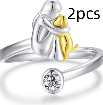 Girl And Dog Pet Ring Ring