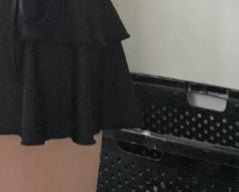 Professional Retro Irregular Pleated Skirt - Polyester Construction (Black, XS-L, Lace-Up Design)