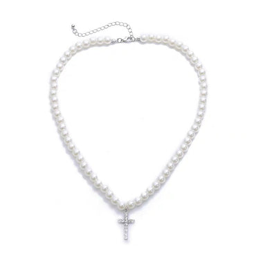 Fashion Pearl Cross Necklace For Men