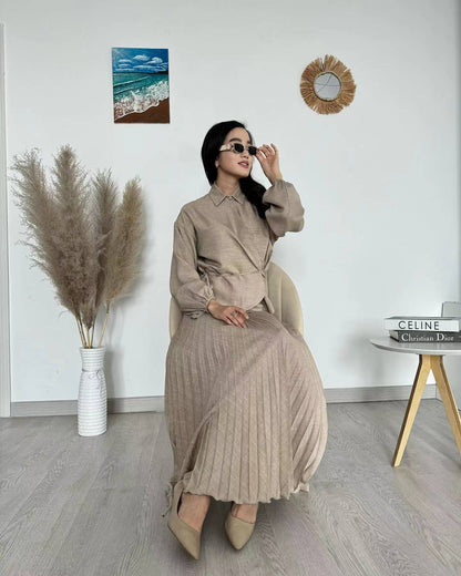 Ny muslimsk elegant och moderiktig plisserad kjol med knytning i damernas stil