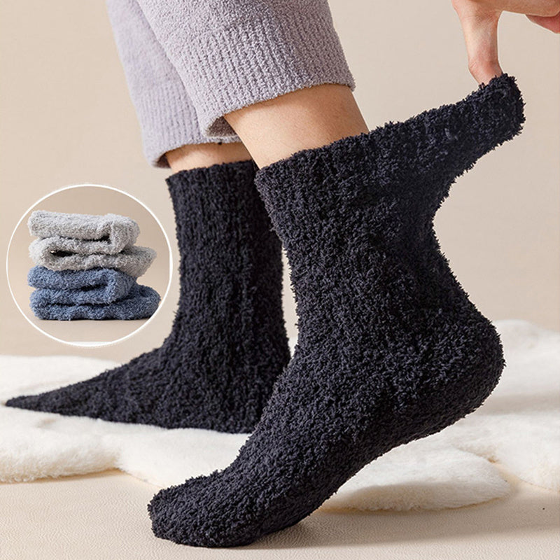 Chaussettes chaudes d'hiver en molleton de corail pour femmes et hommes, chaussettes de sol en velours épais pour dormir à la maison