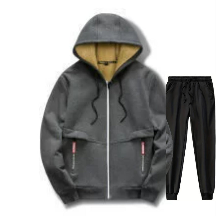 Hooded Fleece Plus Thick Lamb Fleece Cardigan Sweater