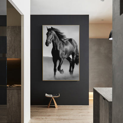 Toile d'art avec cheval foncé, décoration murale pour salon et maison