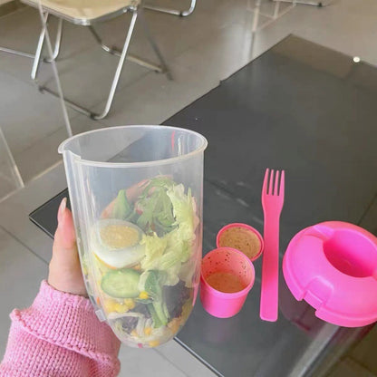 Ins Style Salad Cup With Fork And Cover Is Portable