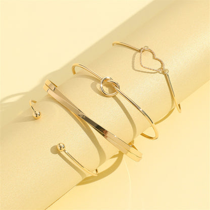 Vintage Guld Kristall Hjärta Bokstav Kärlek Armband För Kvinnor Mode Flerskiktade Geometriska Charm Armband Smycken Presenter