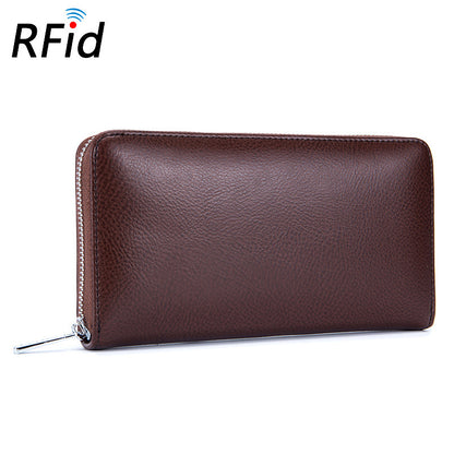 Portefeuille Rfid en cuir véritable de vache pour hommes, nombreux départements, 36 fentes, porte-carte, poche pour téléphone portable, pochette longue 