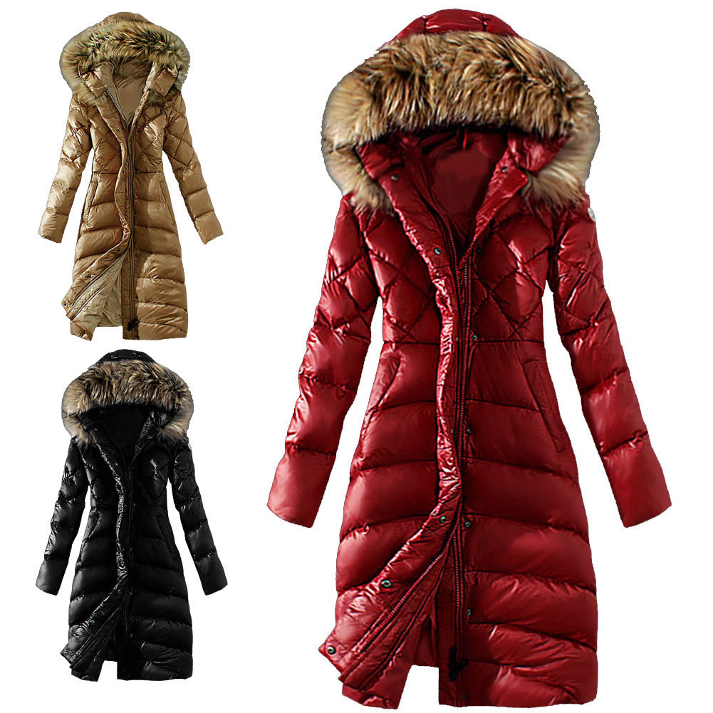 New Style Slim Down Coat With Large Fur Collar Imitation Raccoon