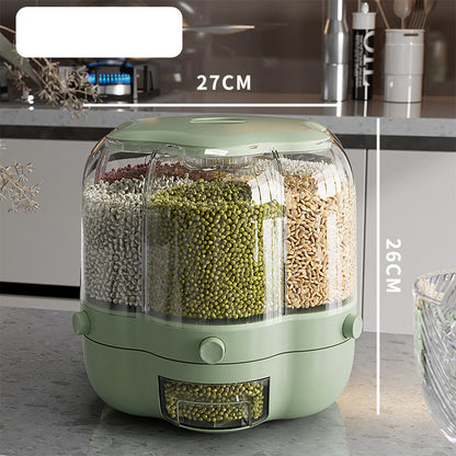 Large Food Storage Container 360 Rotating Rice Barrels Sealed Cereal Dispenser Rice Tank Grain Box Kitchen Storage Container