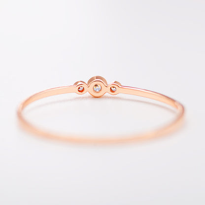 Bagues jointes trois diamants cuivre zircon